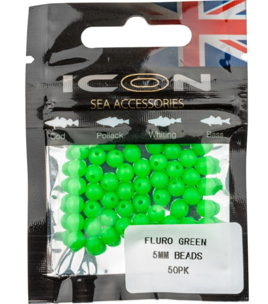 Wildhunter.ie - Icon | Fluro Green Beads | 5mm | 50pk -  Coarse Fishing Accessories 